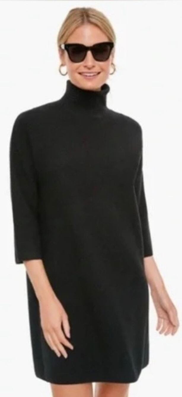POMANDER PLACE Noir Vivianne Sweater Dress Black Shimmer Turtleneck XS